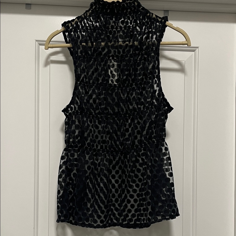 Maeve Black Sheer Polka Dot Blouse